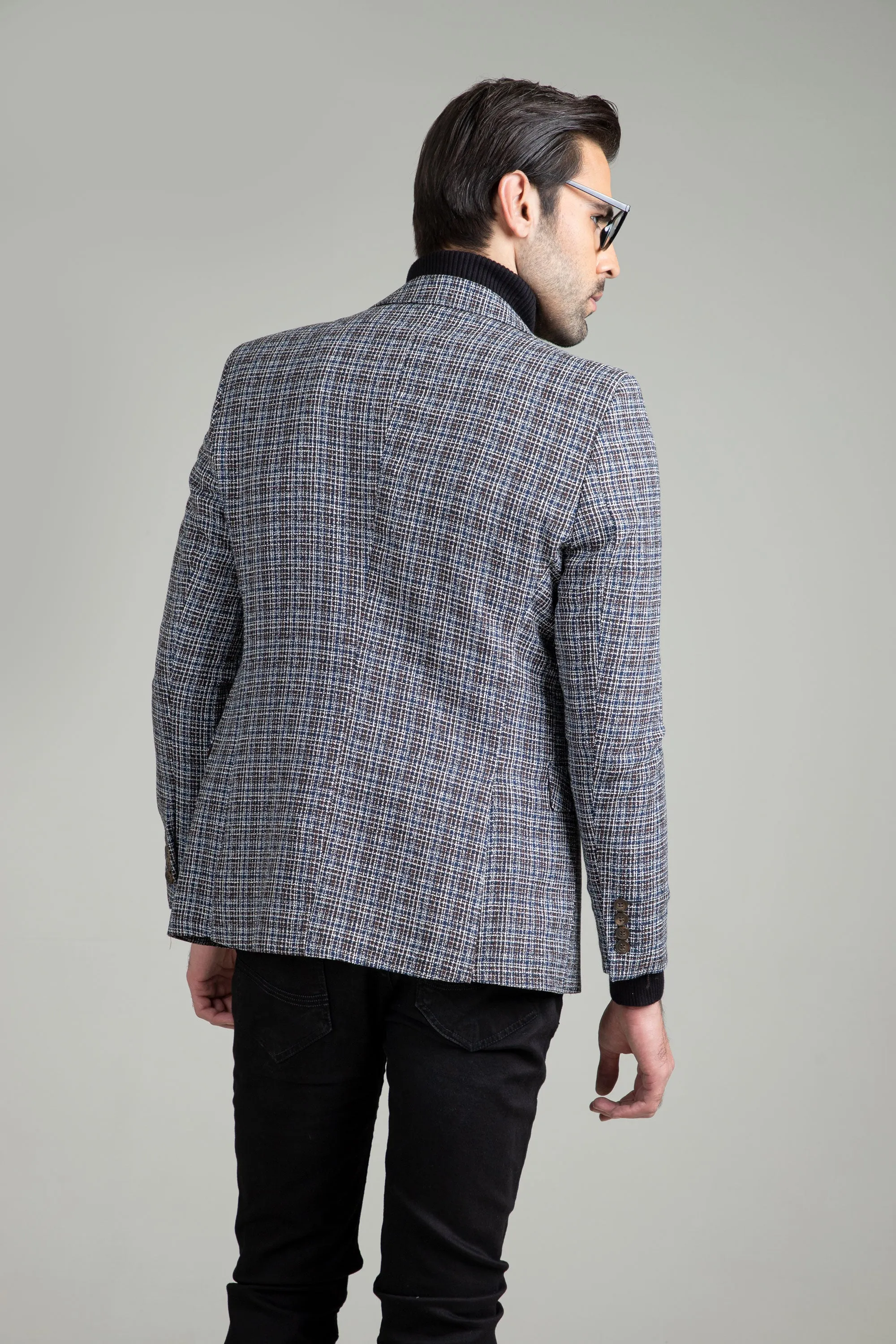 Tonal Check Blazer-Made In Turkey