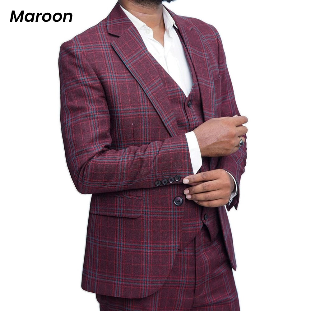 Tweed Suit | 3 Piece Checkered Plaid Suit