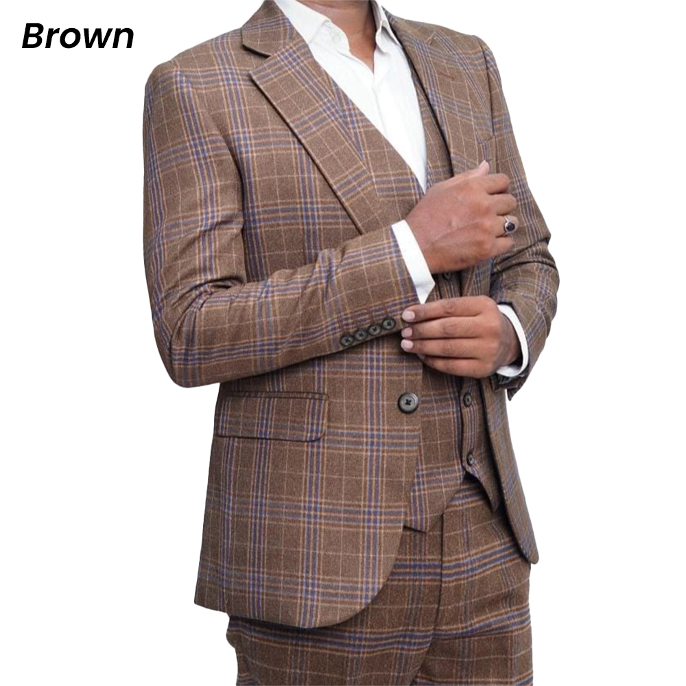 Tweed Suit | 3 Piece Checkered Plaid Suit