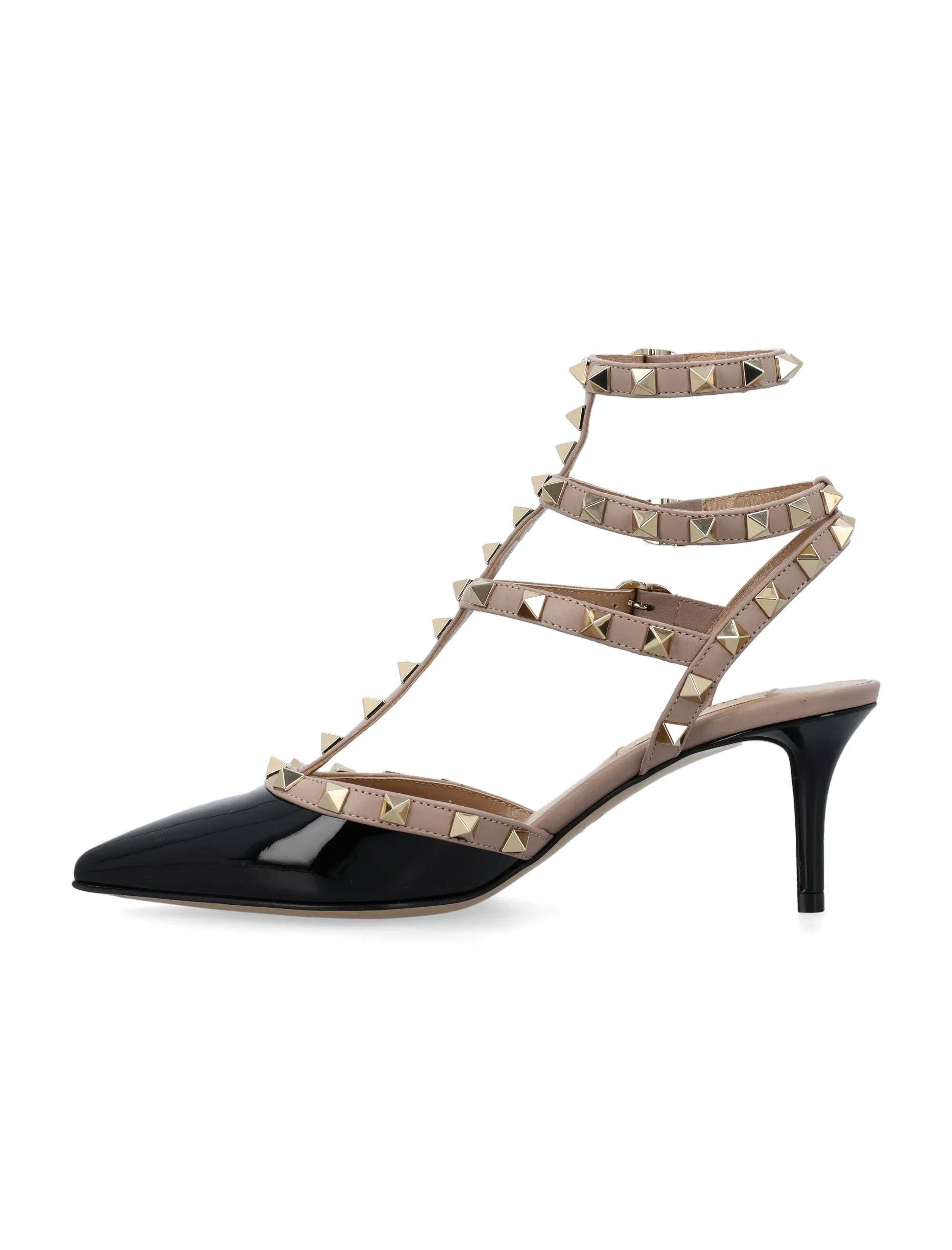 VALENTINO GARAVANI Platinum Rockstud Patent Leather Ankle Strap Pump - SS24 Edition