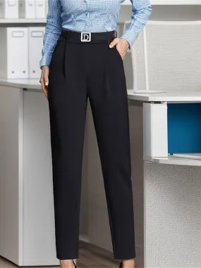 Versatile High Waist Skinny Dress Pants for Women in Black - S M