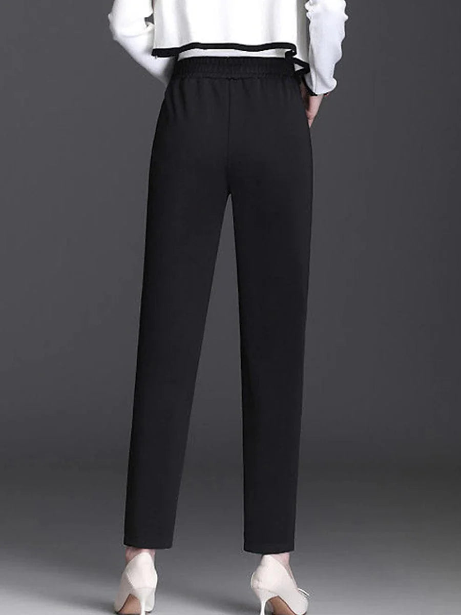 Versatile High Waist Skinny Dress Pants for Women in Black - S M