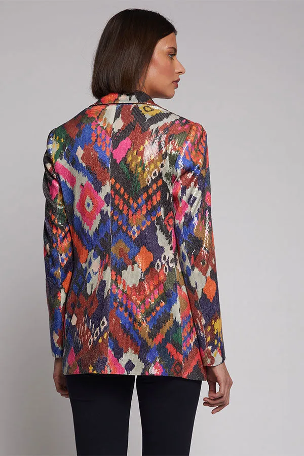 Vilagallo ANDREA IKAT SEQUINS PRINT JACKET