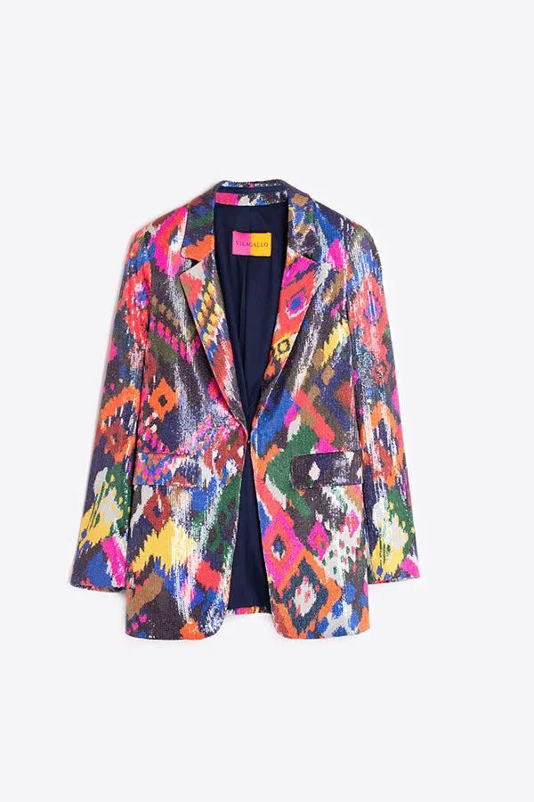 Vilagallo ANDREA IKAT SEQUINS PRINT JACKET