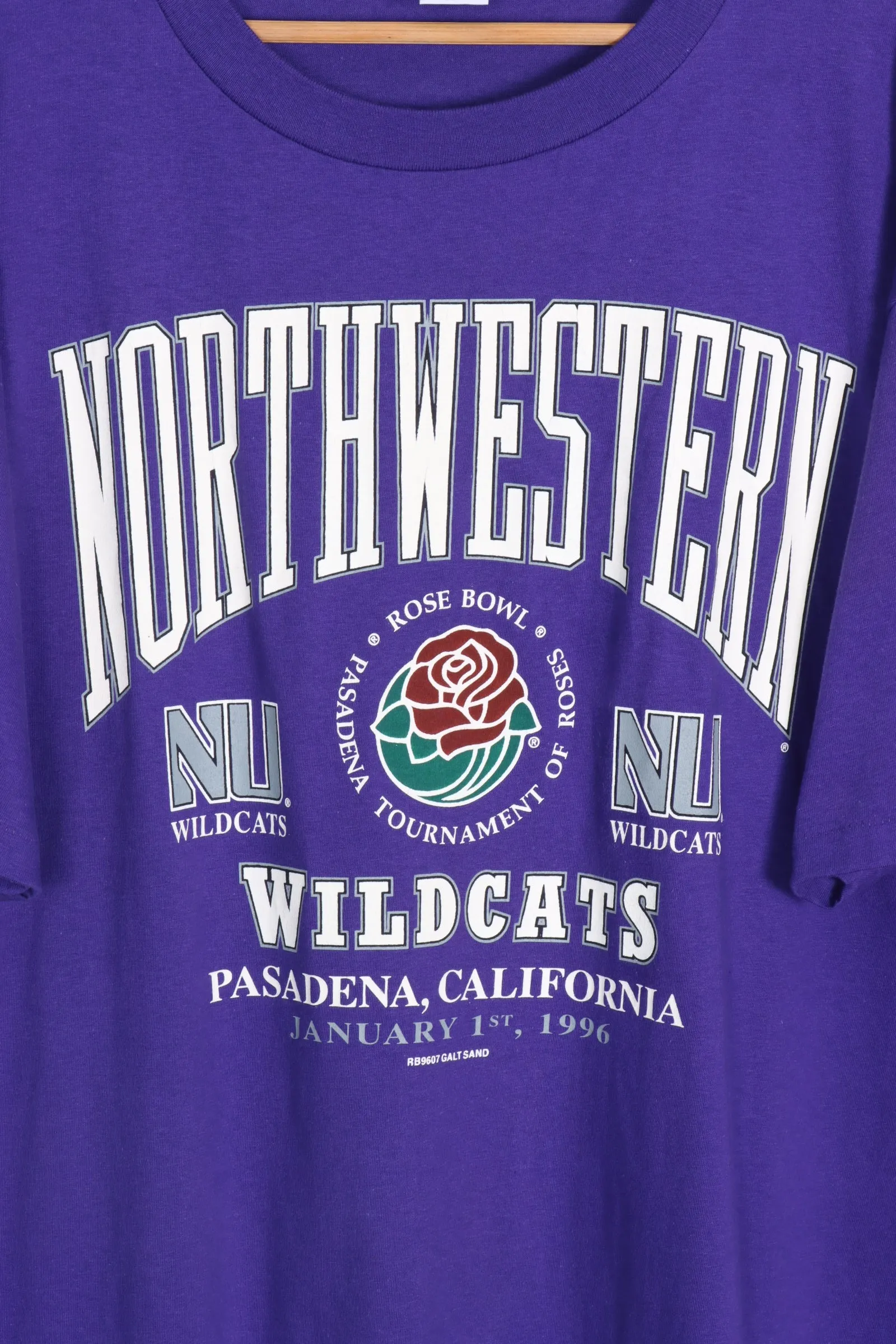 Vintage 1996 Northwestern Wildcats Rose Bowl USA Made T-Shirt (XL)