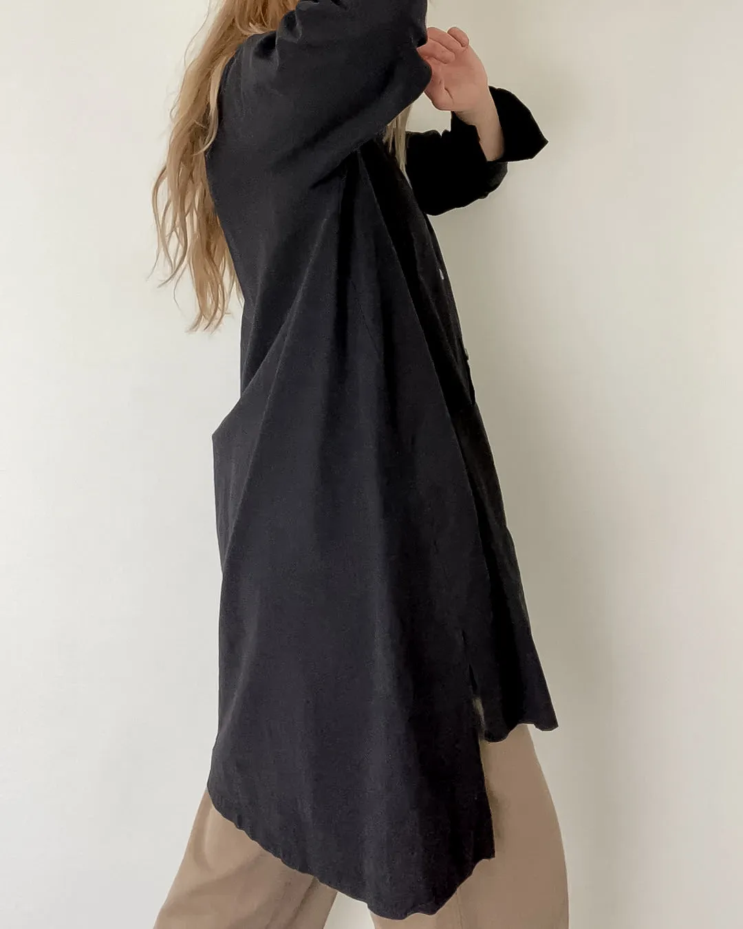 Vintage Charcoal Oversized Linen Shirt (S-L)