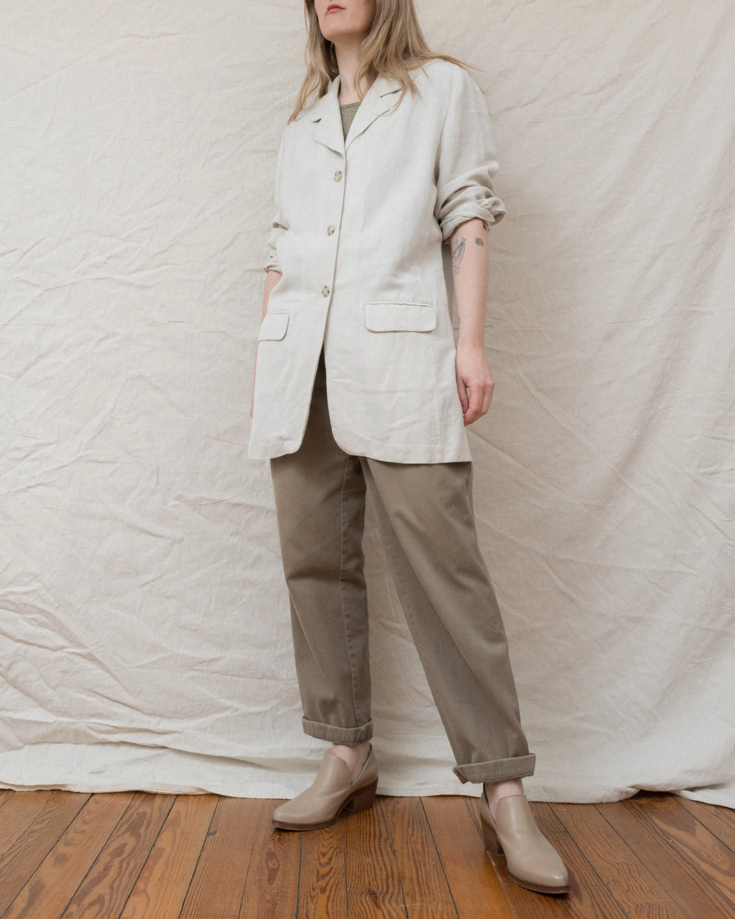 Vintage Oatmeal Linen Blazer (S-L)