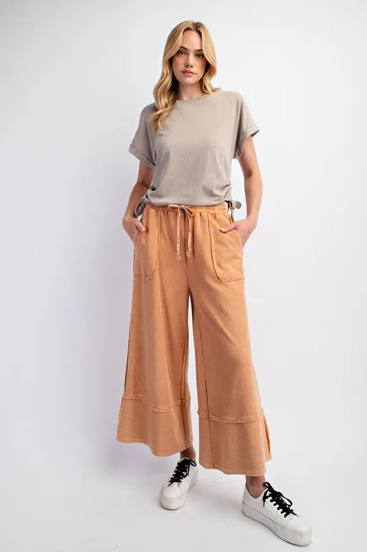 Washed Wide Leg Palazzo Pants