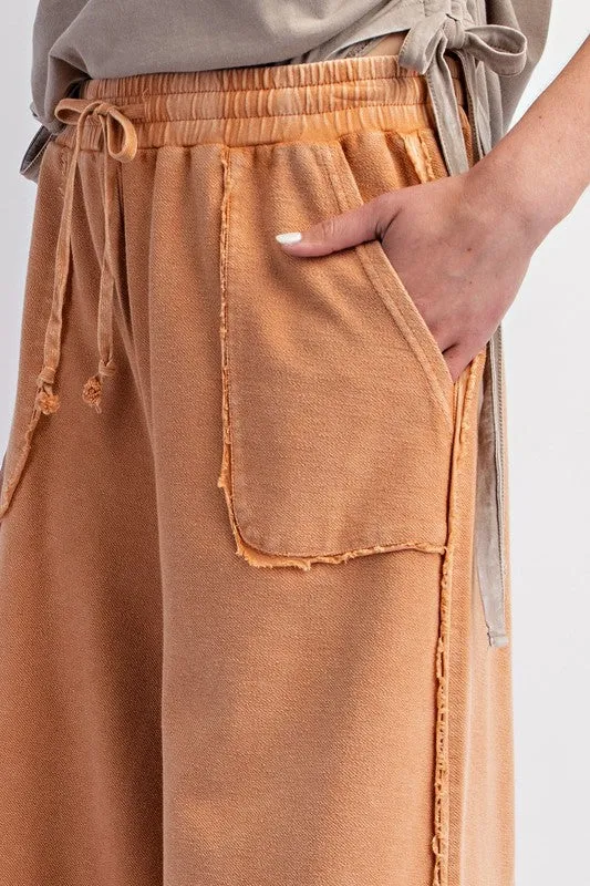 Washed Wide Leg Palazzo Pants