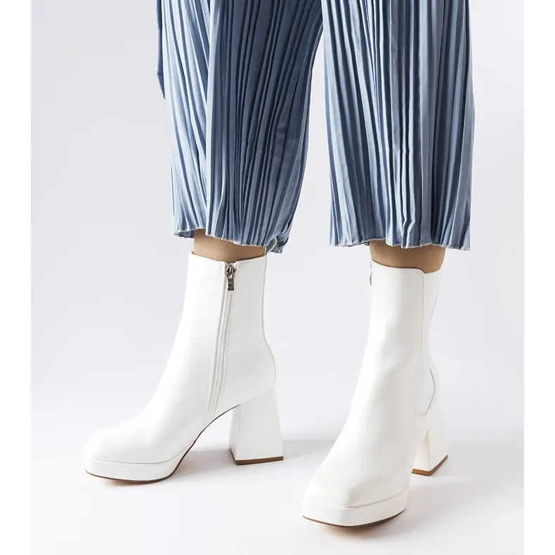 White chunky heel boots from Watson