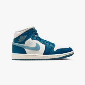 WMN'S AIR JORDAN 1 MID 'SKY J FR BLUE/OZONE BLUE-SAIL'