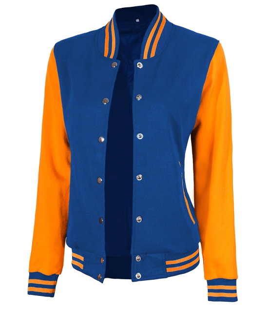 Women's Royal Blue and Yellow Varsity Jacket - Bomber Style