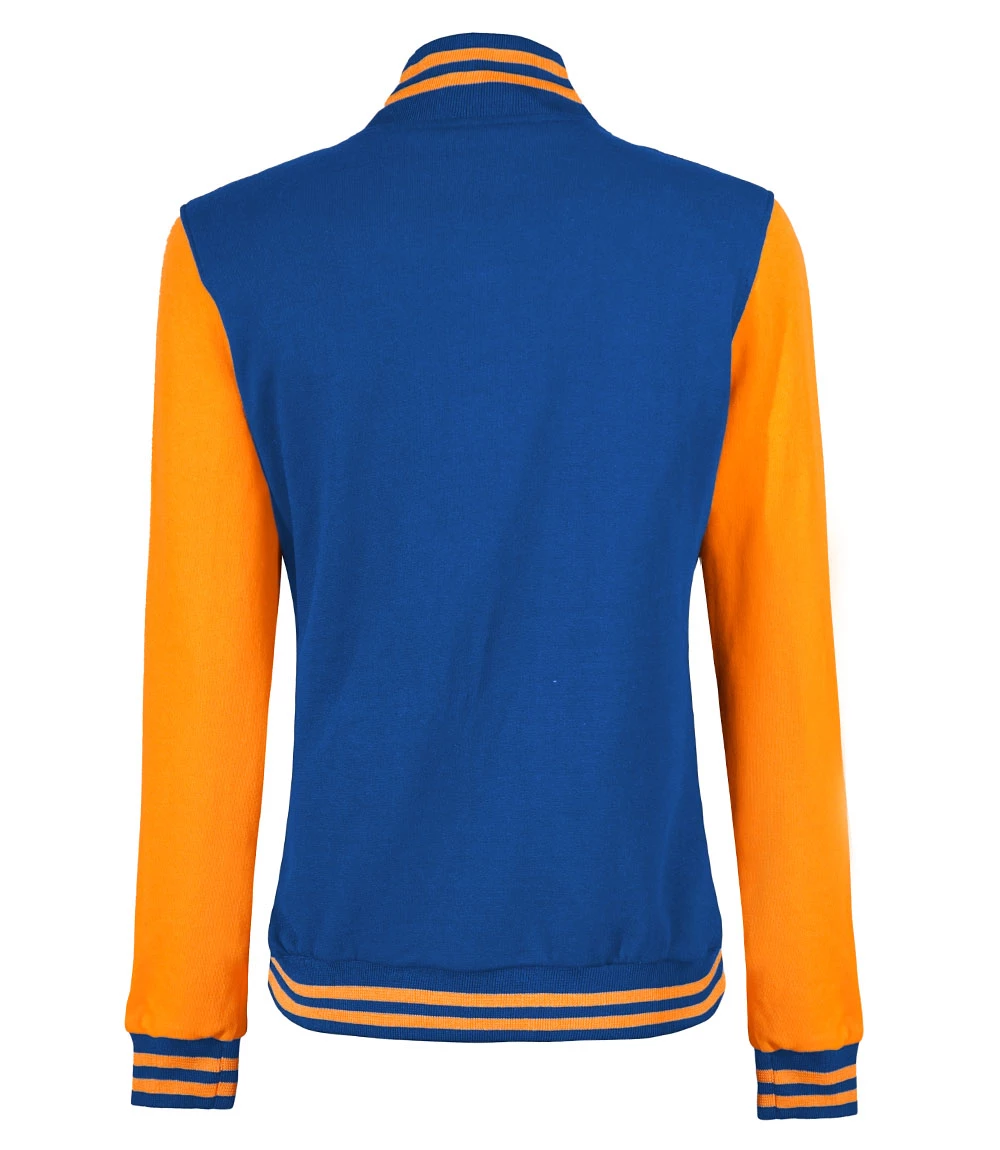 Women's Royal Blue and Yellow Varsity Jacket - Bomber Style