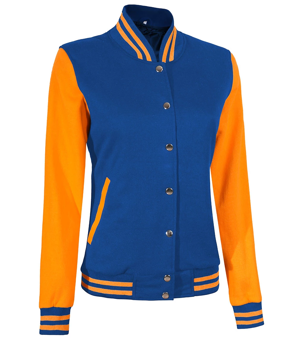 Women's Royal Blue and Yellow Varsity Jacket - Bomber Style