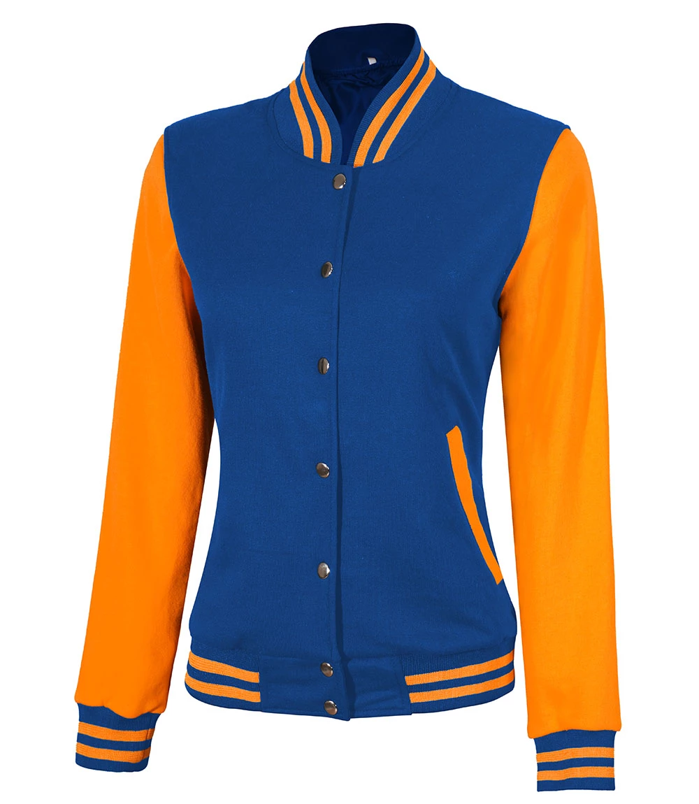 Women's Royal Blue and Yellow Varsity Jacket - Bomber Style