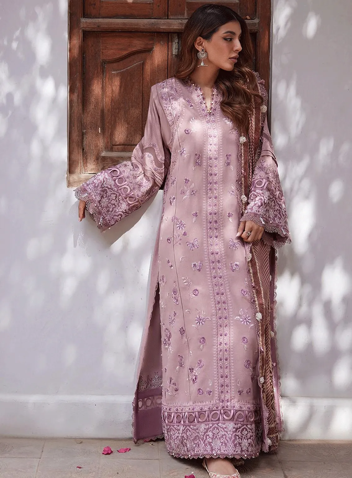 Zaha By Khadijah Shah Embroidered Karandi Unstitched 3 Piece Suit - ZH23W 10 NARAH