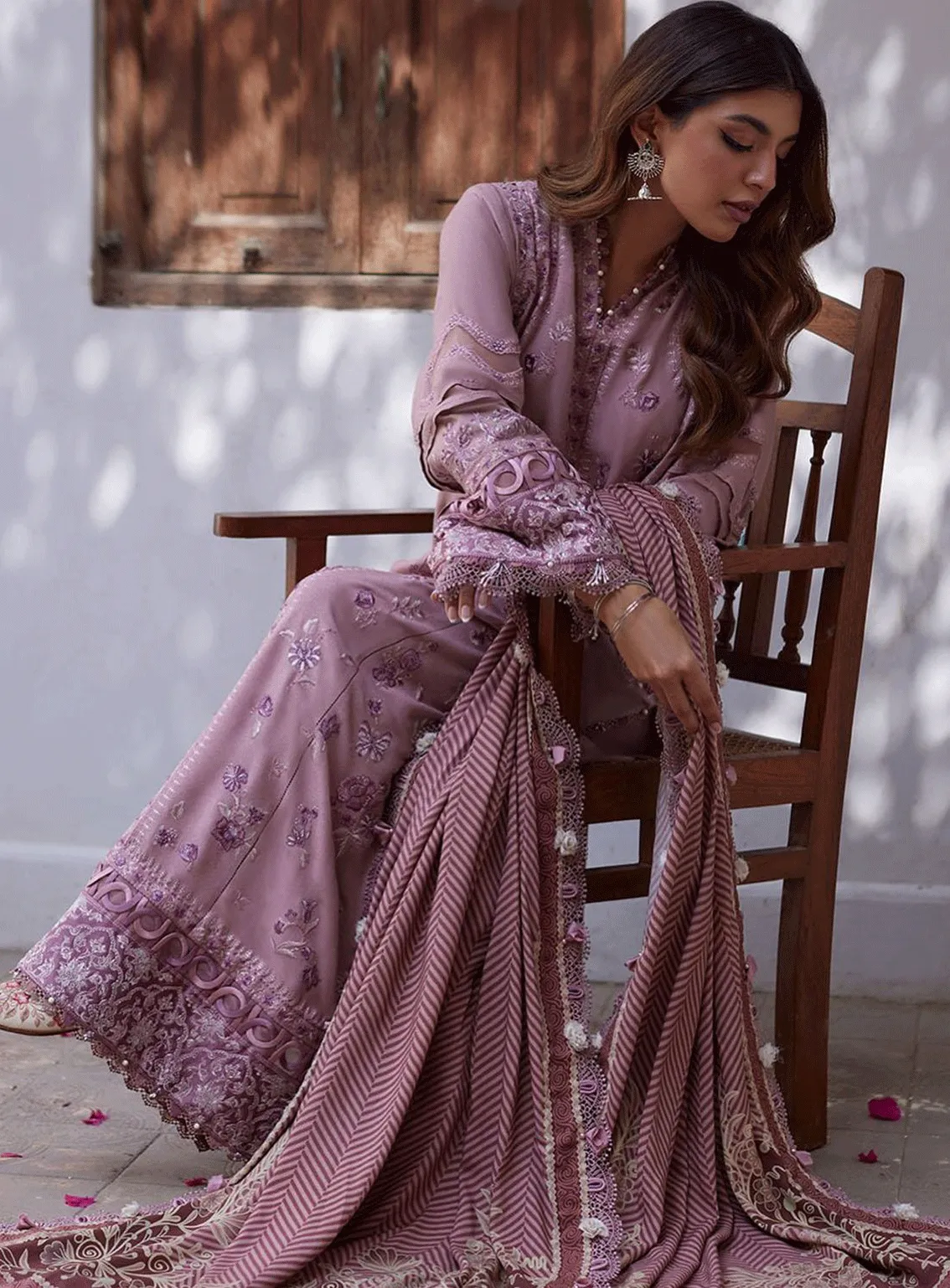 Zaha By Khadijah Shah Embroidered Karandi Unstitched 3 Piece Suit - ZH23W 10 NARAH