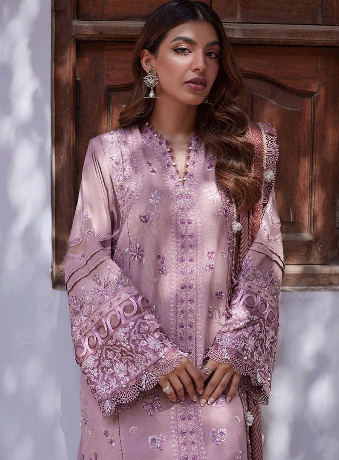 Zaha By Khadijah Shah Embroidered Karandi Unstitched 3 Piece Suit - ZH23W 10 NARAH