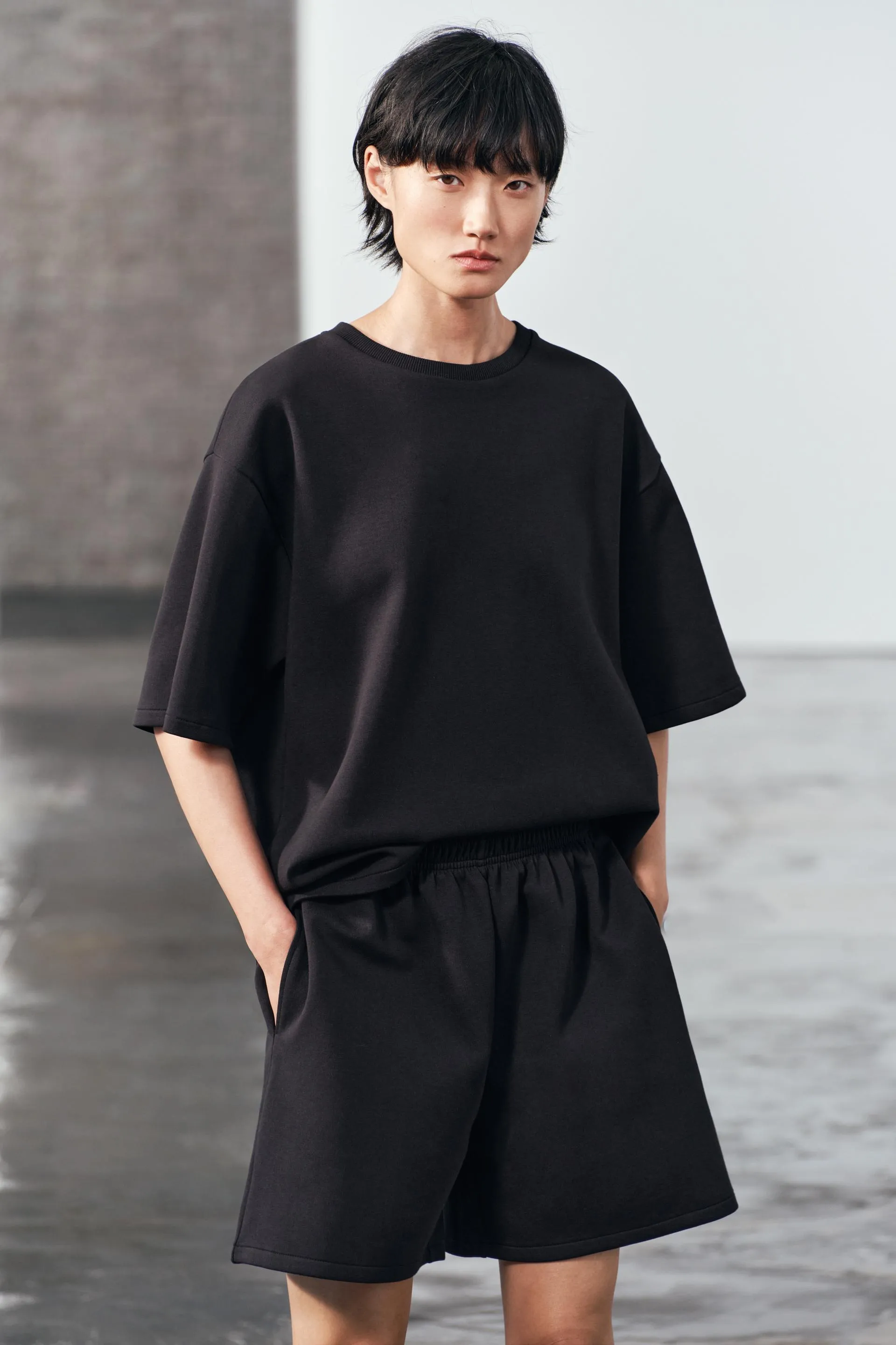 ZARA  |Cotton Short Sleeves Co-ord Hoodies & Sweatshirts